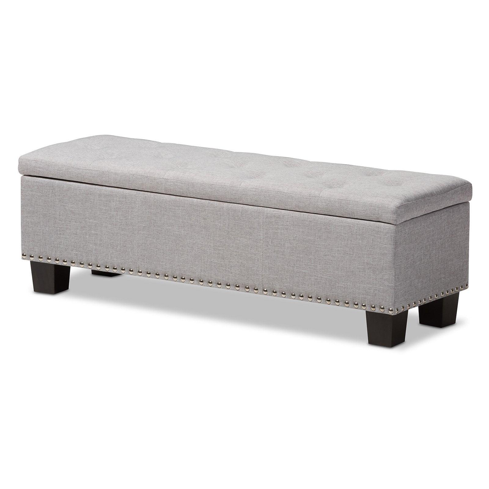 Hannah 53'' Grayish Beige Button-Tufted Storage Ottoman Bench