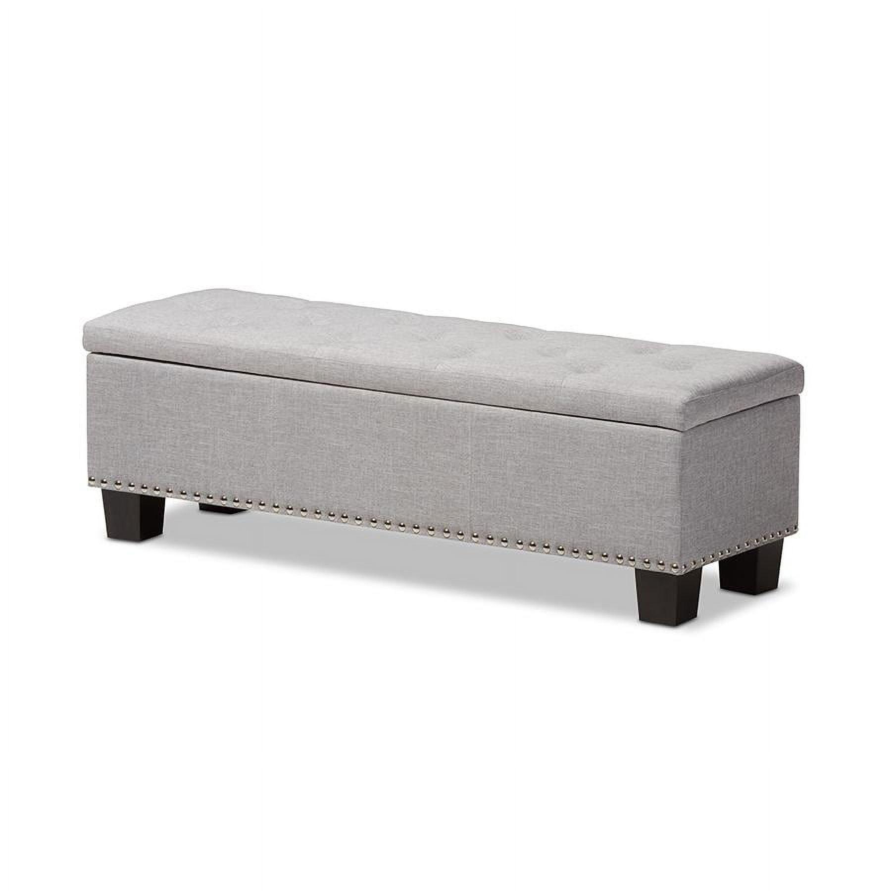 Hannah Modern and Contemporary Fabric Upholstered Button - Tufting Storage Ottoman Bench - Grayish Beige - Baxton Studio