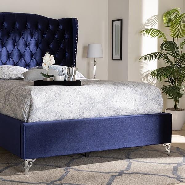 Hanne Bed Navy Blue - Baxton Studio