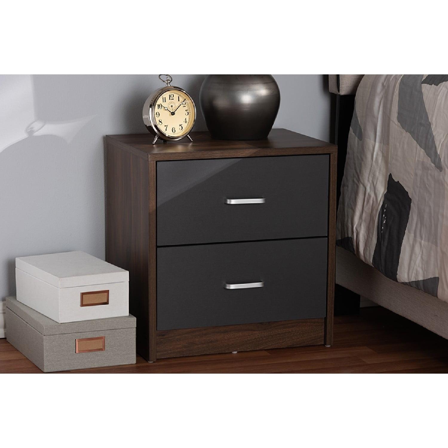 Hansel 2 Drawer and Finished Nightstand Brown/Gray - Baxton Studio