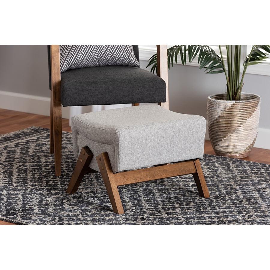 Baxton Studio Hanson Mid-Century Modern Fabric Wood Ottoman