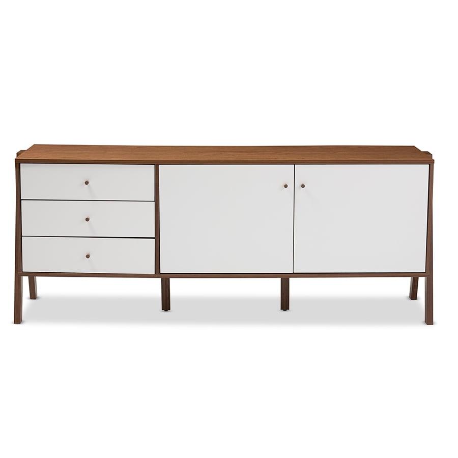 Harlow Mid-century Modern Scandinavian Style Wood Sideboard Storage Cabinet - Walnut/White - Baxton Studio