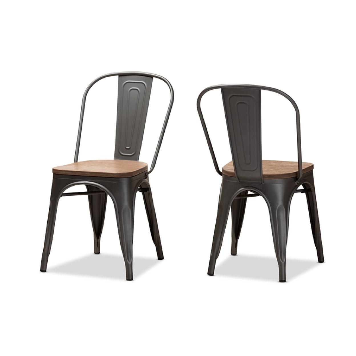 Set of 2 Henri Tolix Finished Steel Stackable Dining Chairs Brown - BaxtonStudio