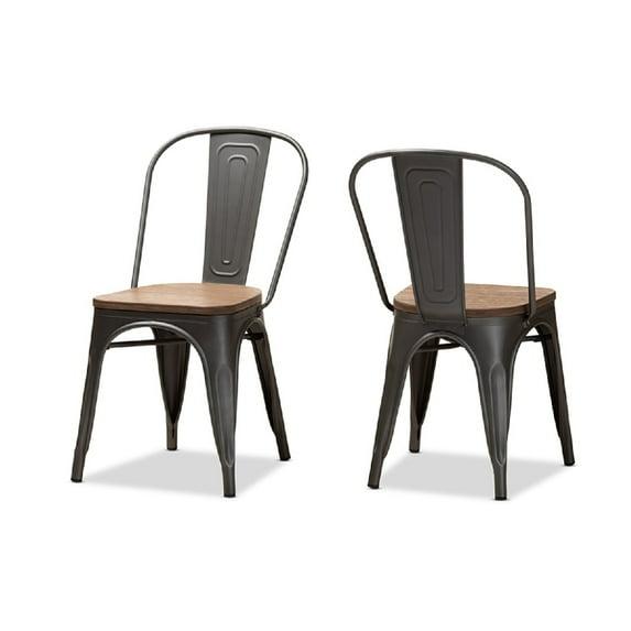 Set of 2 Henri Tolix Finished Steel Stackable Dining Chairs Brown - BaxtonStudio