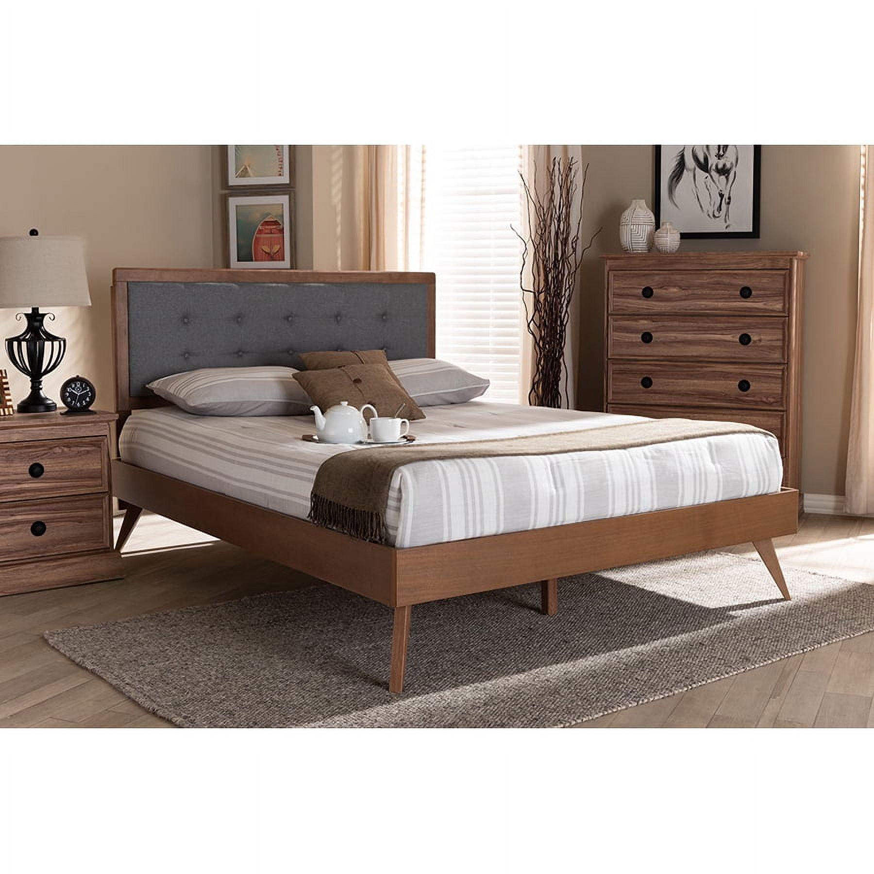 Ines Walnut Finished Wood Platform Bed - Baxton Studio