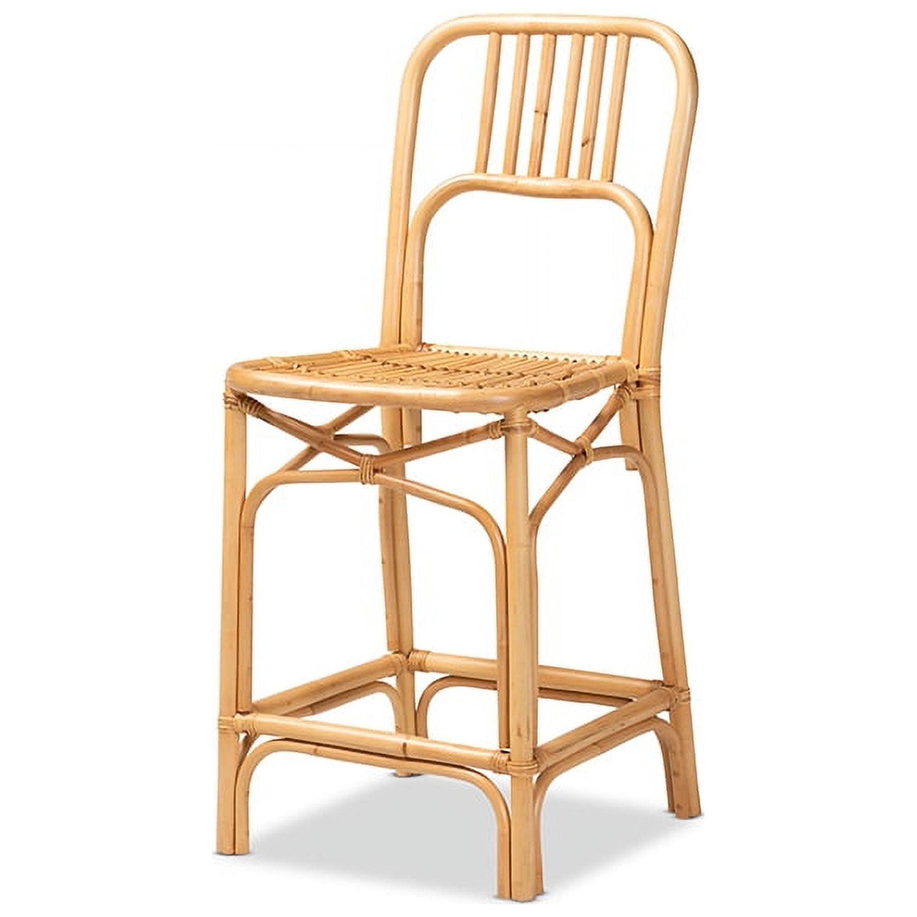 Ivora Artisan-Crafted Natural Rattan Counter Stool in Brown