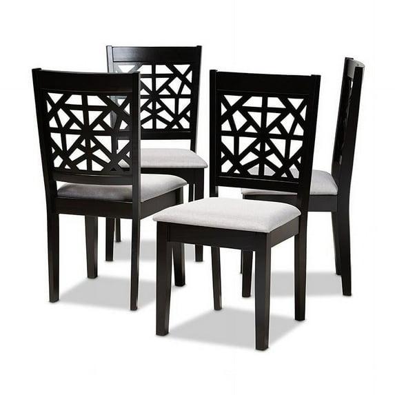 Baxton Studio Jackson Gray Upholstered Espresso Wood 4-Piece Dining Chair Set