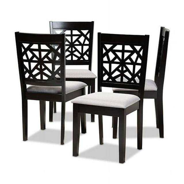 Baxton Studio Jackson Gray Upholstered Espresso Wood 4-Piece Dining Chair Set