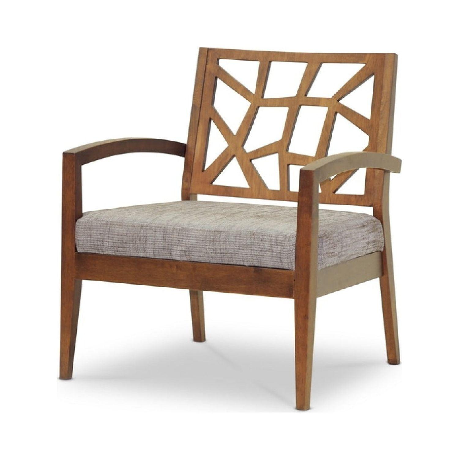 Jennifer Gray Twill and Walnut Wood Accent Chair