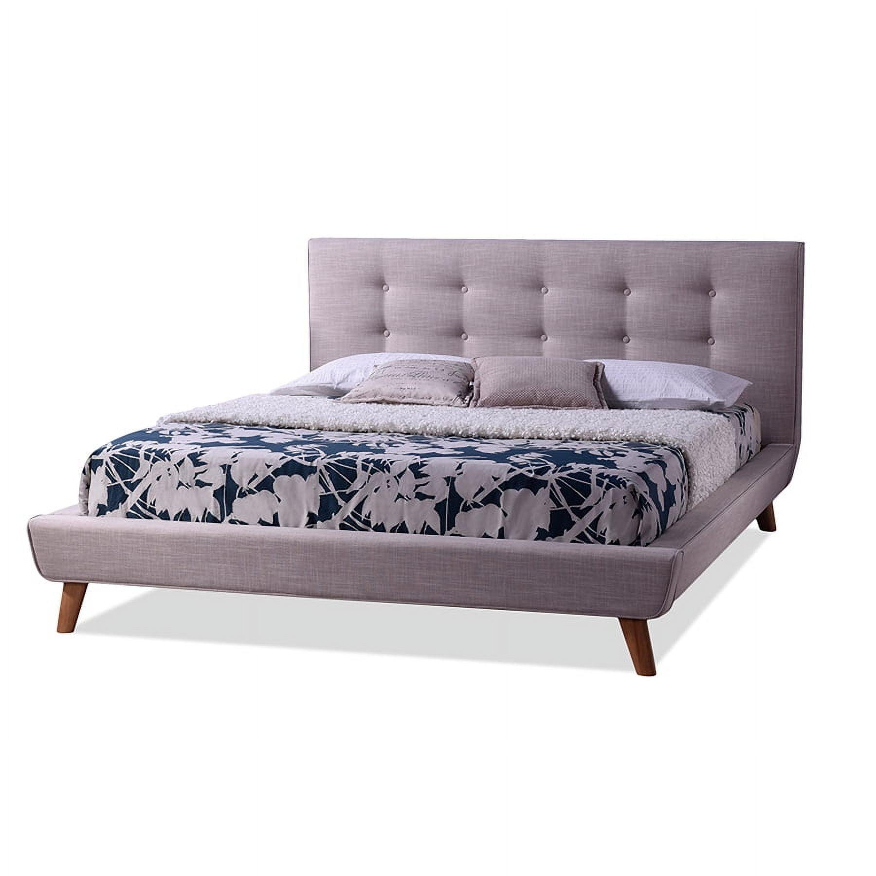 Jonesy Scandinavian Style Mid-Century Fabric Upholstered Platform Bed - Baxton Studio