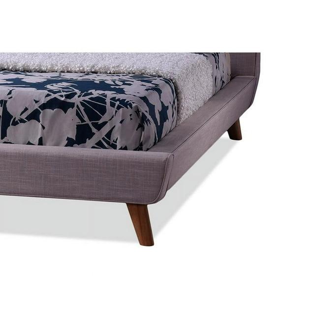 King Jonesy Scandinavian Style Mid-Century Fabric Upholstered Platform Bed Beige - Baxton Studio
