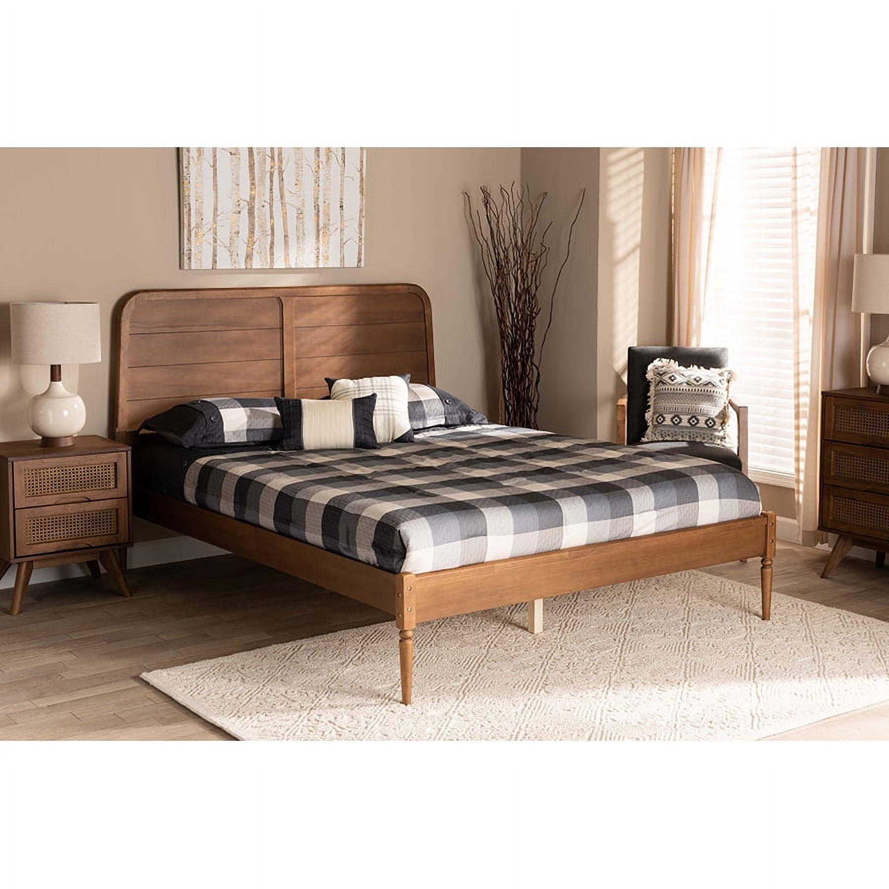 Queen Kassidy Wood Platform Bed Walnut Brown - Baxton Studio: Modern Style, No Box Spring Needed