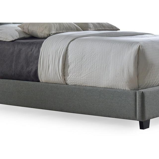 Baxton Studio Katherine Wingback Fabric Standard Bed with Nailhead Trim, Gray