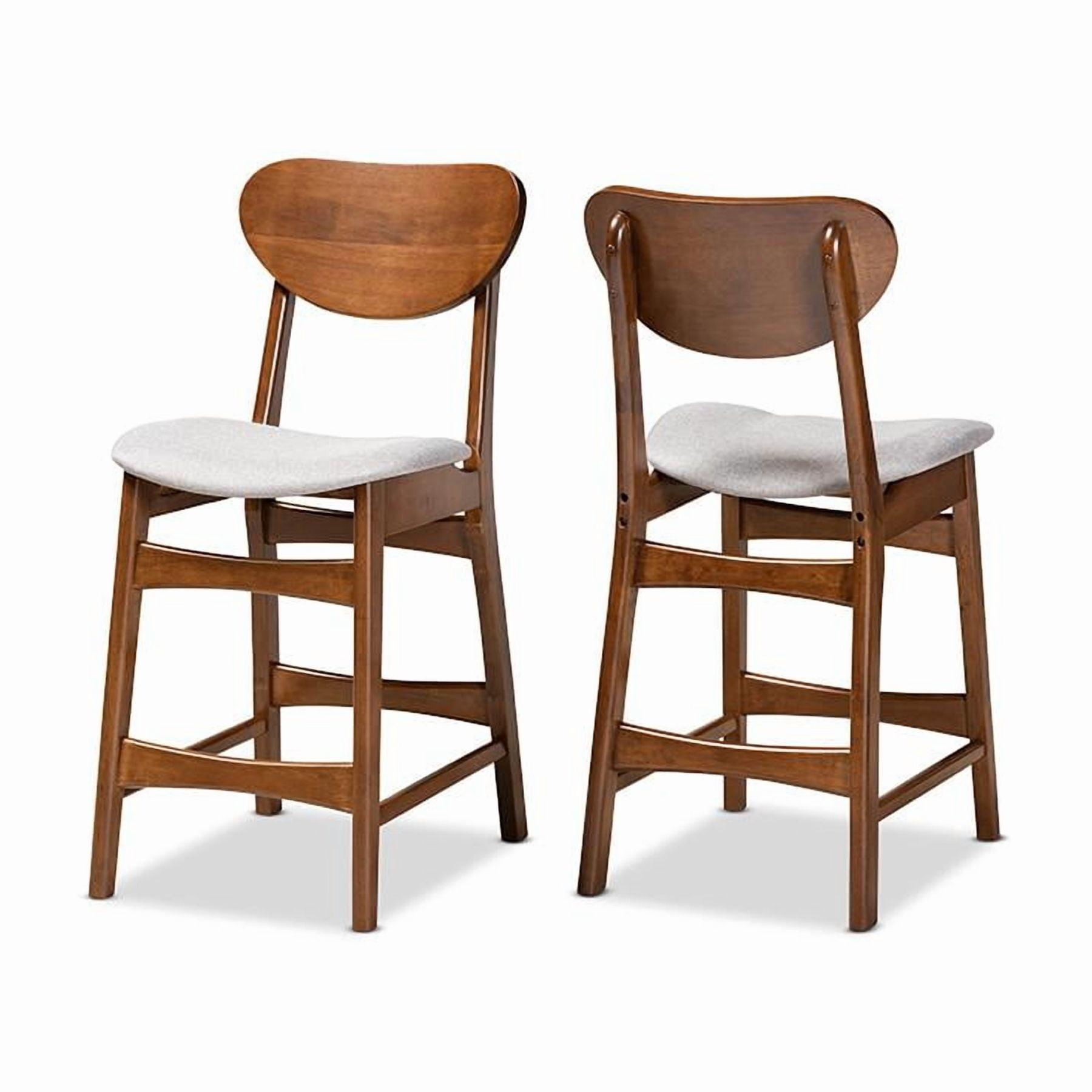 2pc Katya Fabric Upholstered & Wood Counter Height Barstool Set - Baxton Studio: Walnut Finish, Polyester