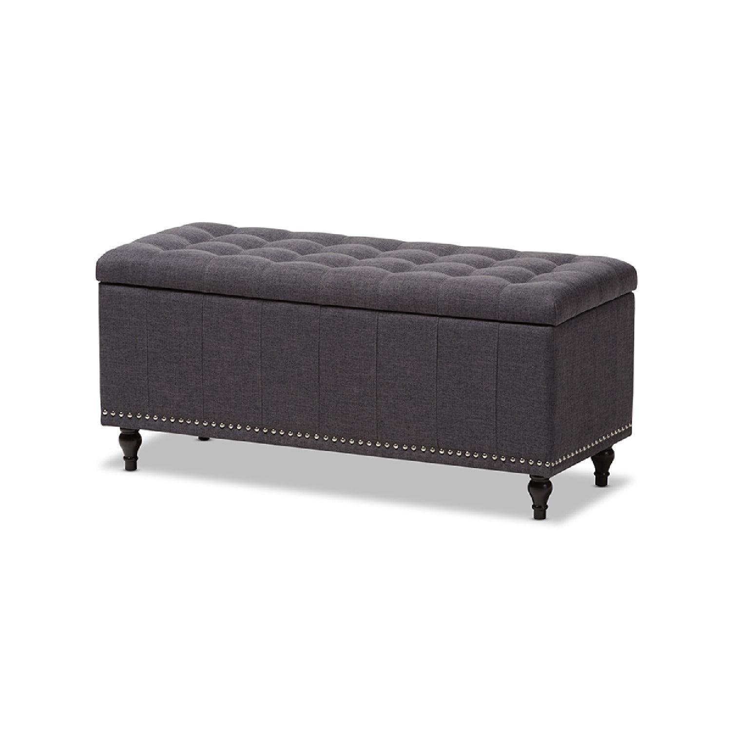 Kaylee Modern Classic Fabric Upholstered Button - Tufting Storage Ottoman Bench - Baxton Studio