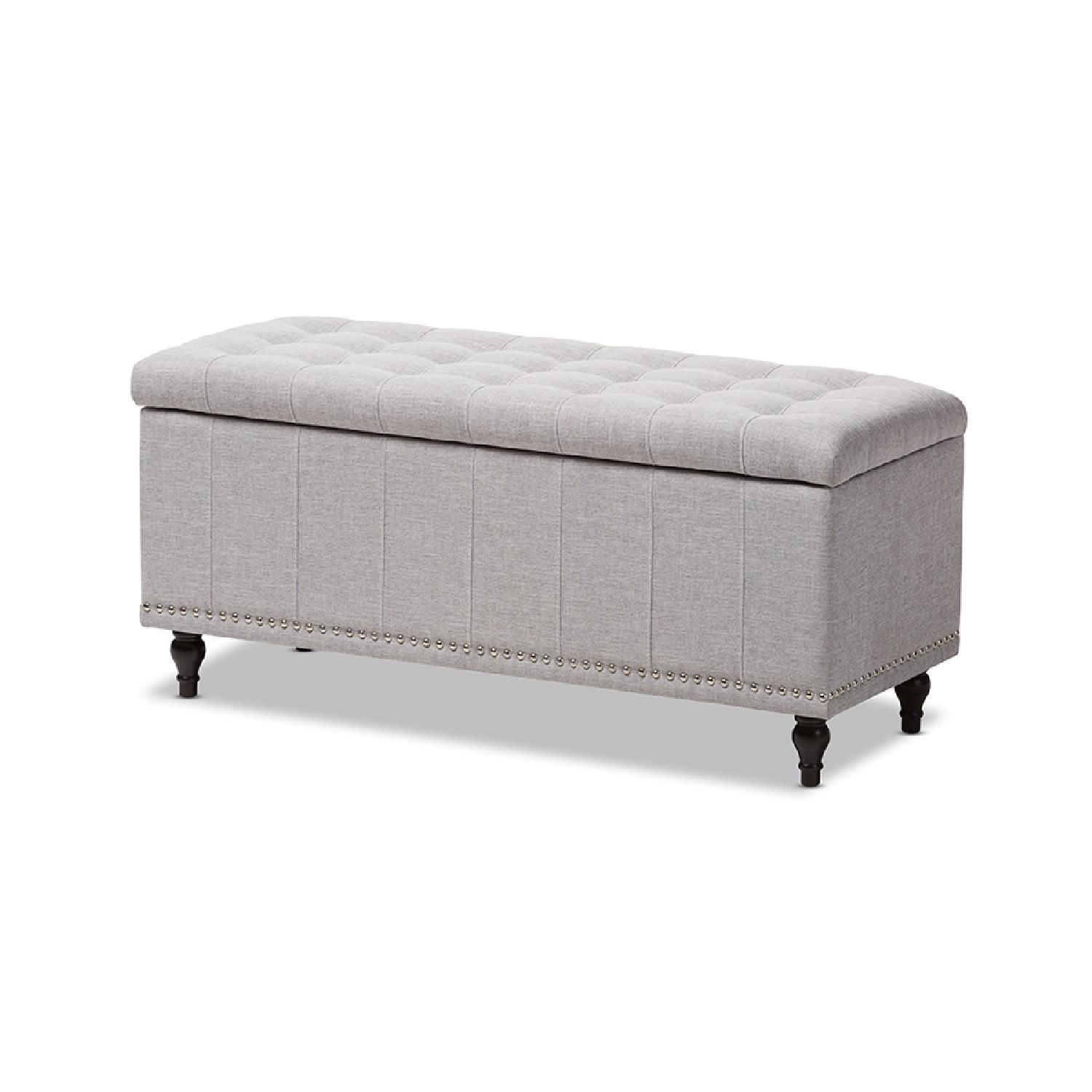 Kaylee Modern Classic Button-Tufted Storage Ottoman in Grayish Beige