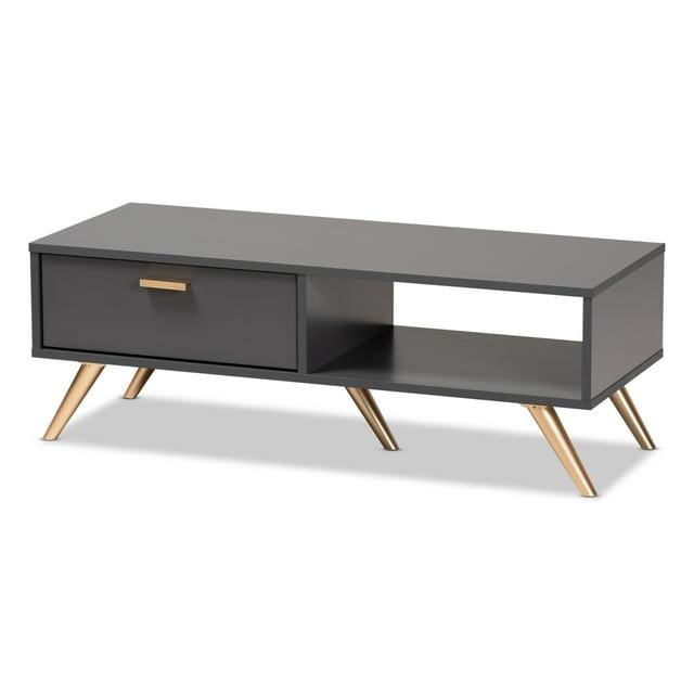 Kelson Wood Coffee Table Dark Gray/Gold - Baxton Studio