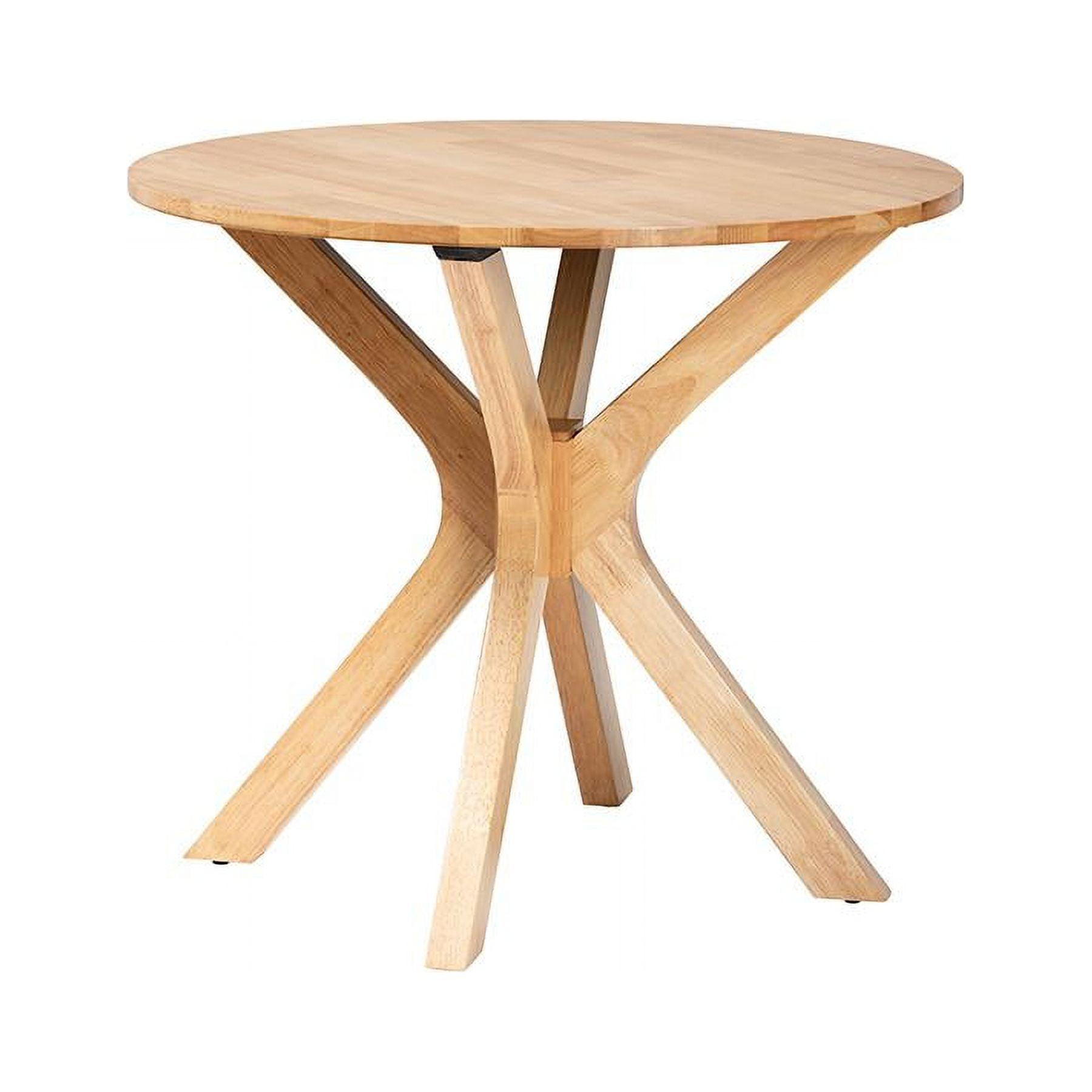 Baxton Studio 34" Wide Kenji Wood Round Dining Table Natural Brown: Rubberwood, Seats 4