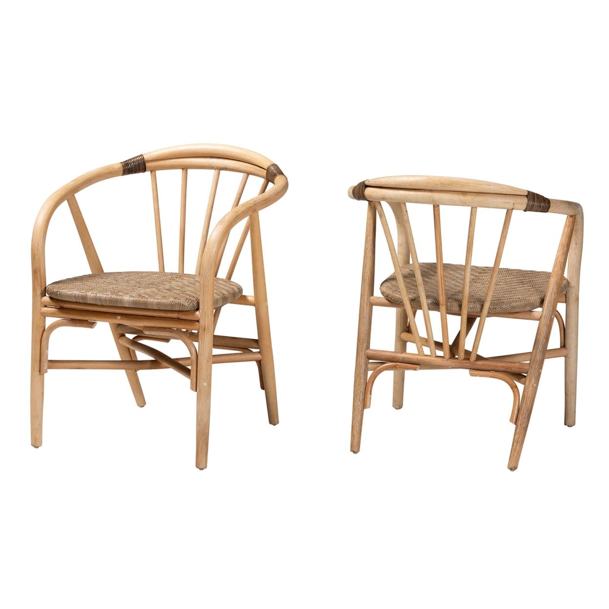 bali & pari Kyoto Modern Bohemian Natural Brown Rattan Dining Chair