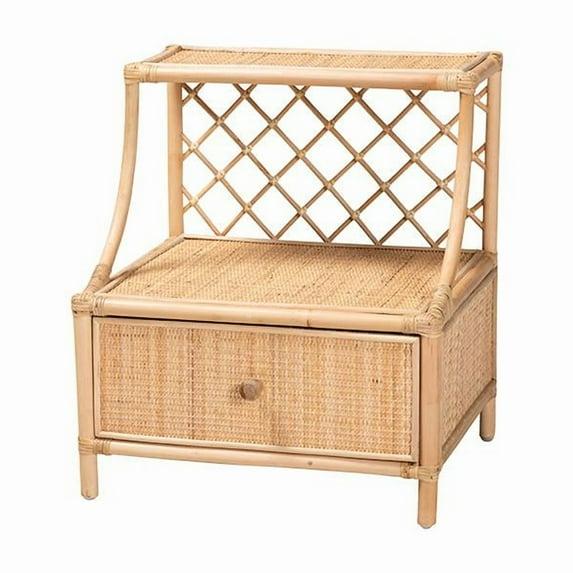 bali & pari Lalo Modern Bohemian Natural Brown Rattan 1-Drawer Nightstand