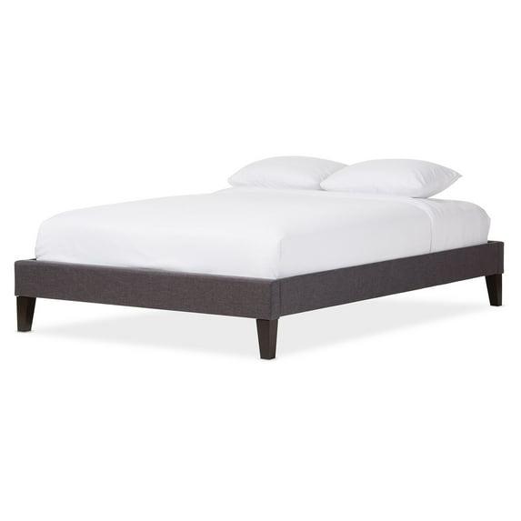 Baxton Studio Full Lancashire Modern and Contemporary Fabric Upholstered Bed Frame with Tapered Legs Dark Gray: No Box Spring Needed