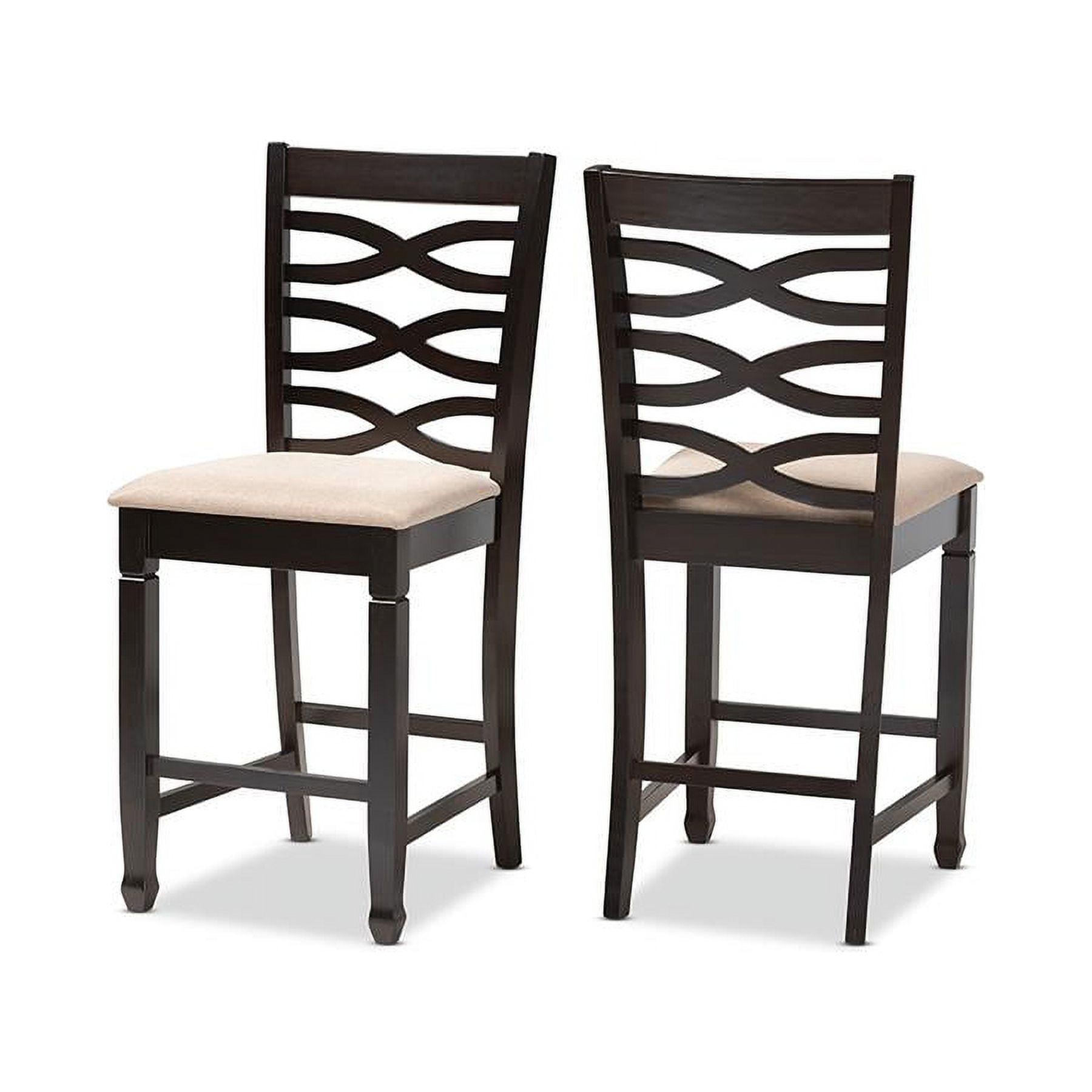 Lanier Espresso Brown and Sand Counter Height Pub Chair Set of 2