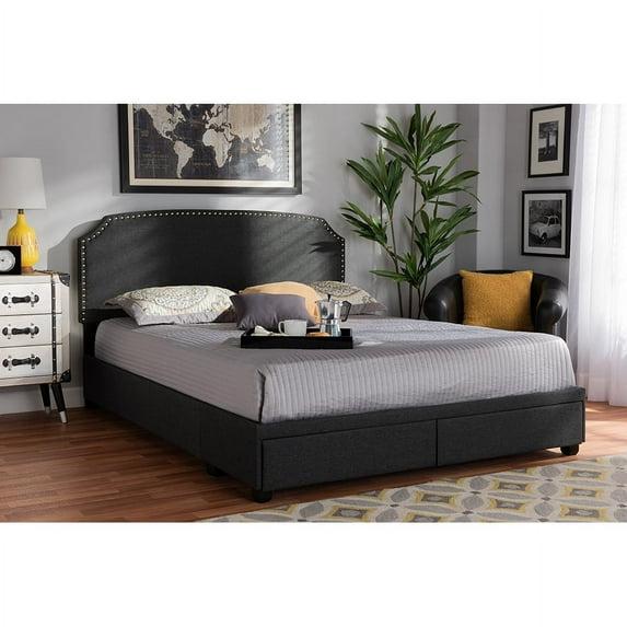 2 Larese Fabric Upholstered Drawer Platform Storage Bed - Baxton Studio