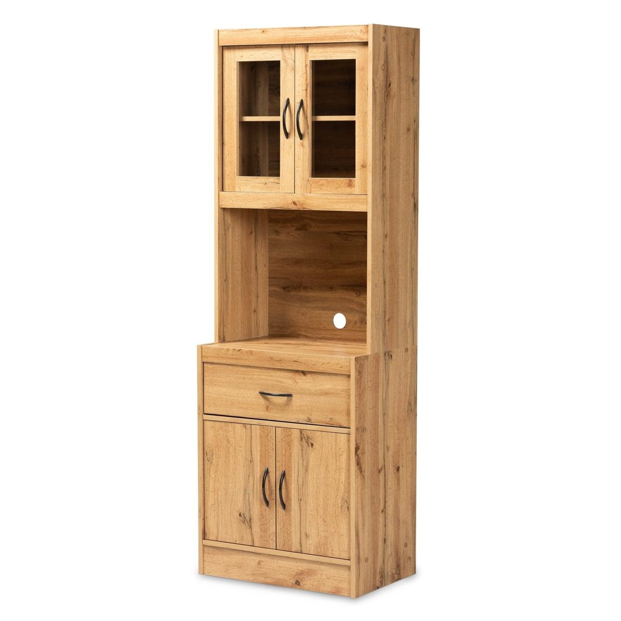 Laurana Oak Brown 71'' Kitchen Pantry Cabinet with Hutch