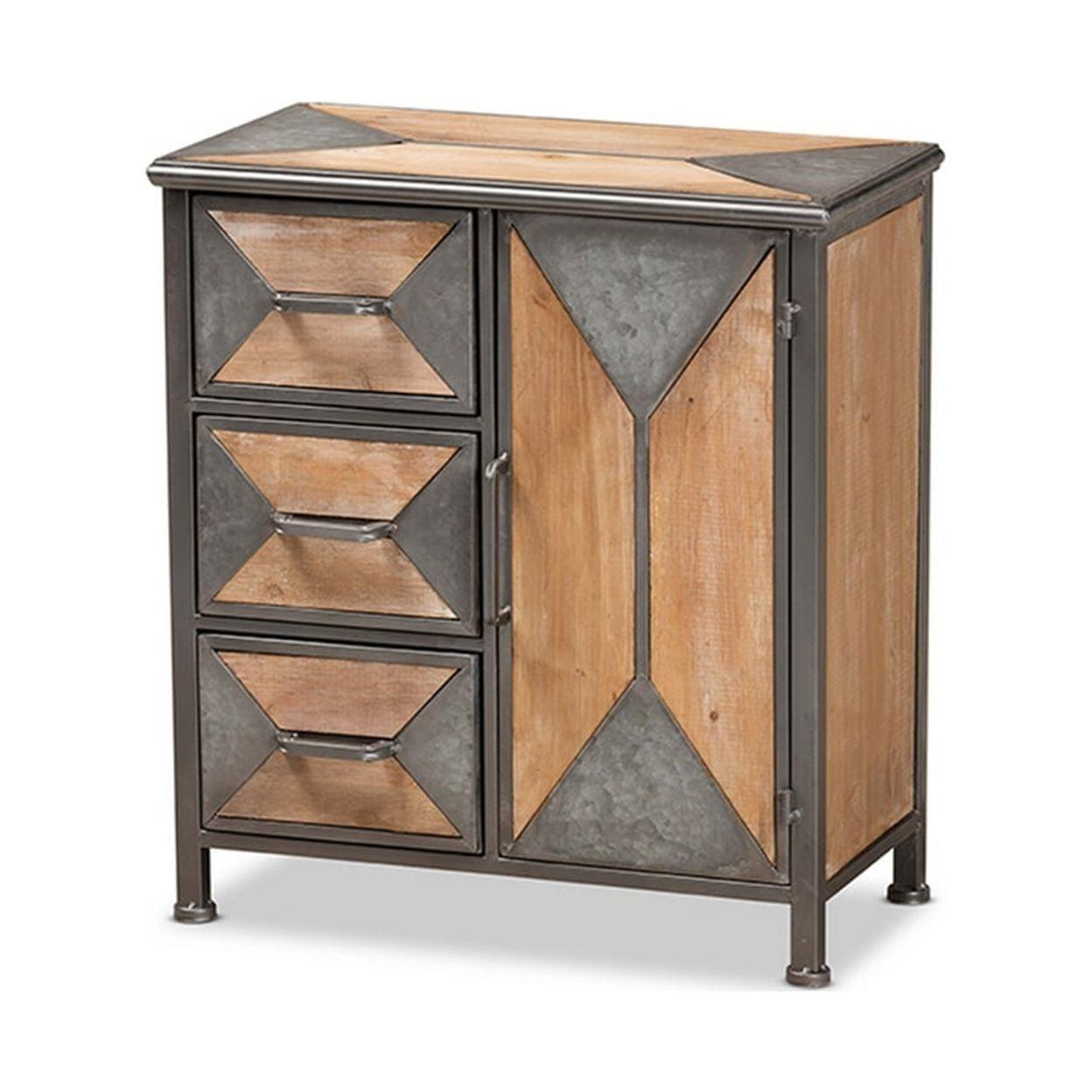 Laurel Wood 3 Drawer Cabinet Gray/Brown - Baxton Studio