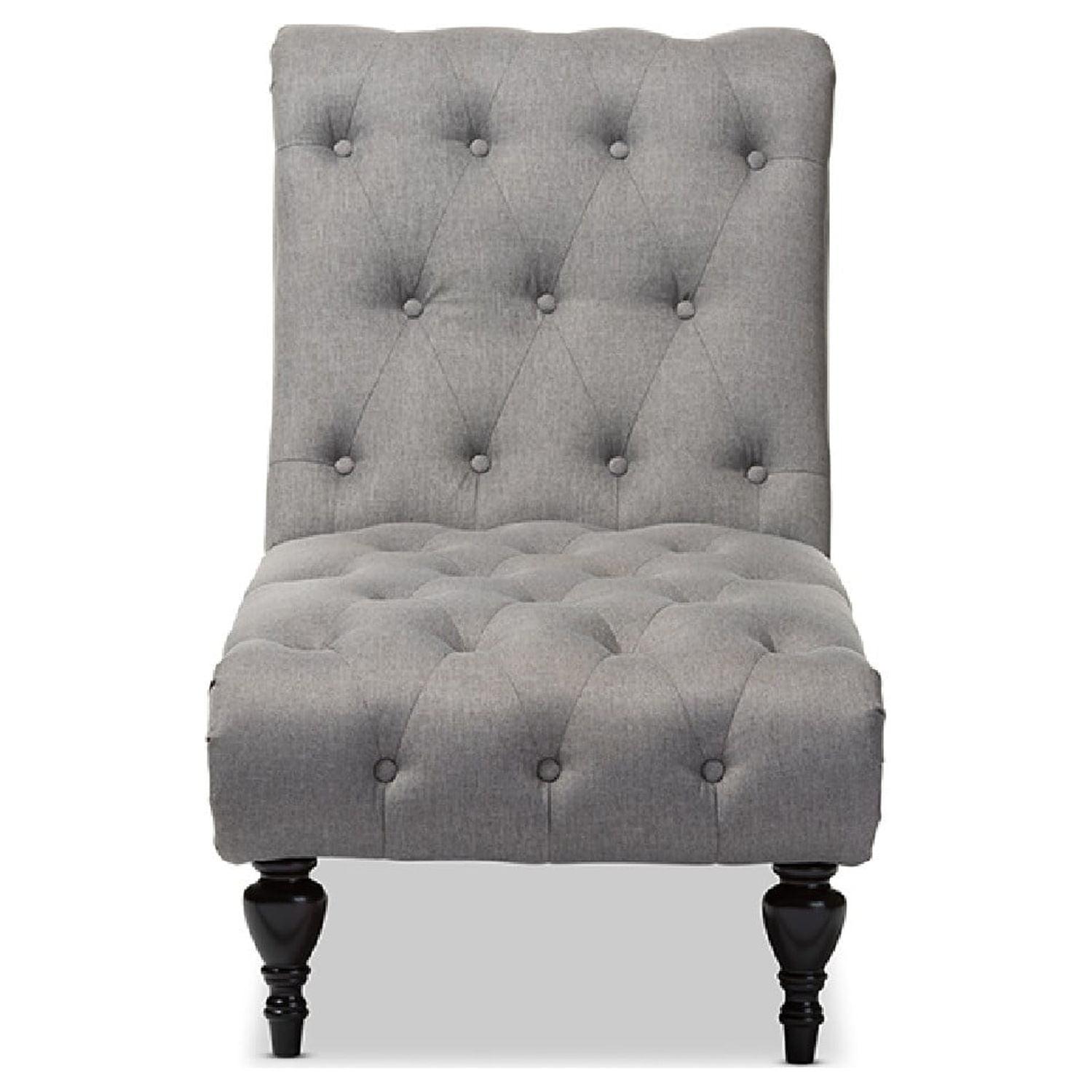 Pemberly Row Tufted Chaise Lounge in Gray and Black