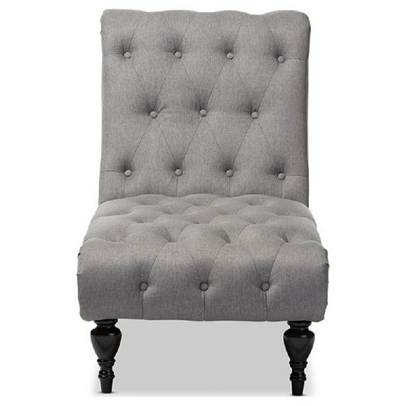 Baxton Studio Layla Mid-century Retro Modern Grey Fabric Upholstered Button-tufted Chaise Lounge