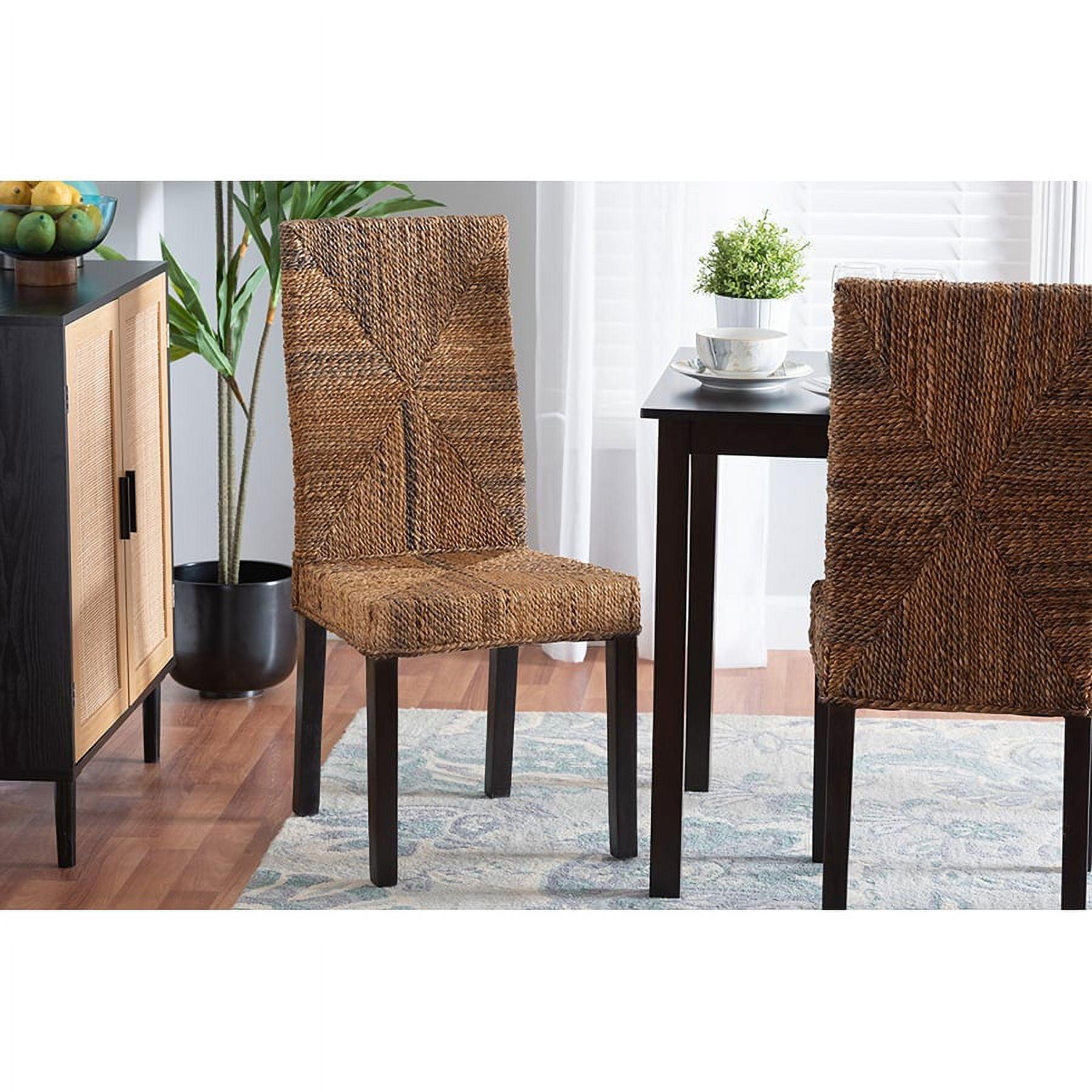 Laymi Bohemian Dark Brown Mahogany and Seagrass Side Chair