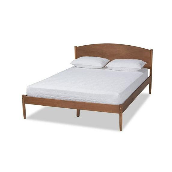 Baxton Studio Leanora Mid-Century Modern Ash Wanut Finished Full Size Wood Platform Bed