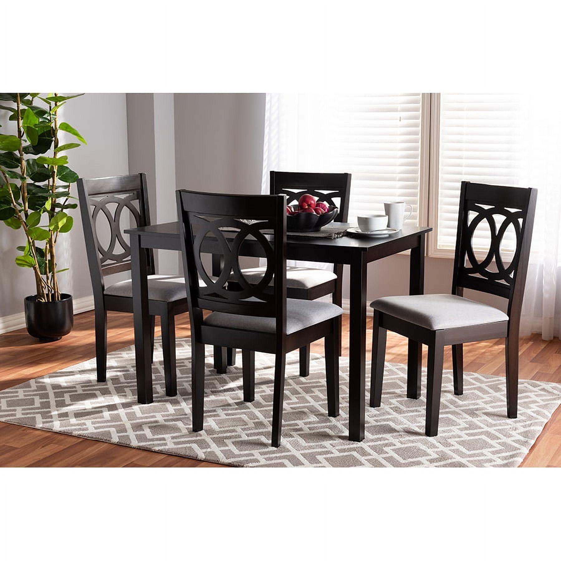 Lenoir Espresso Brown Wood & Gray Fabric 5-Piece Dining Set