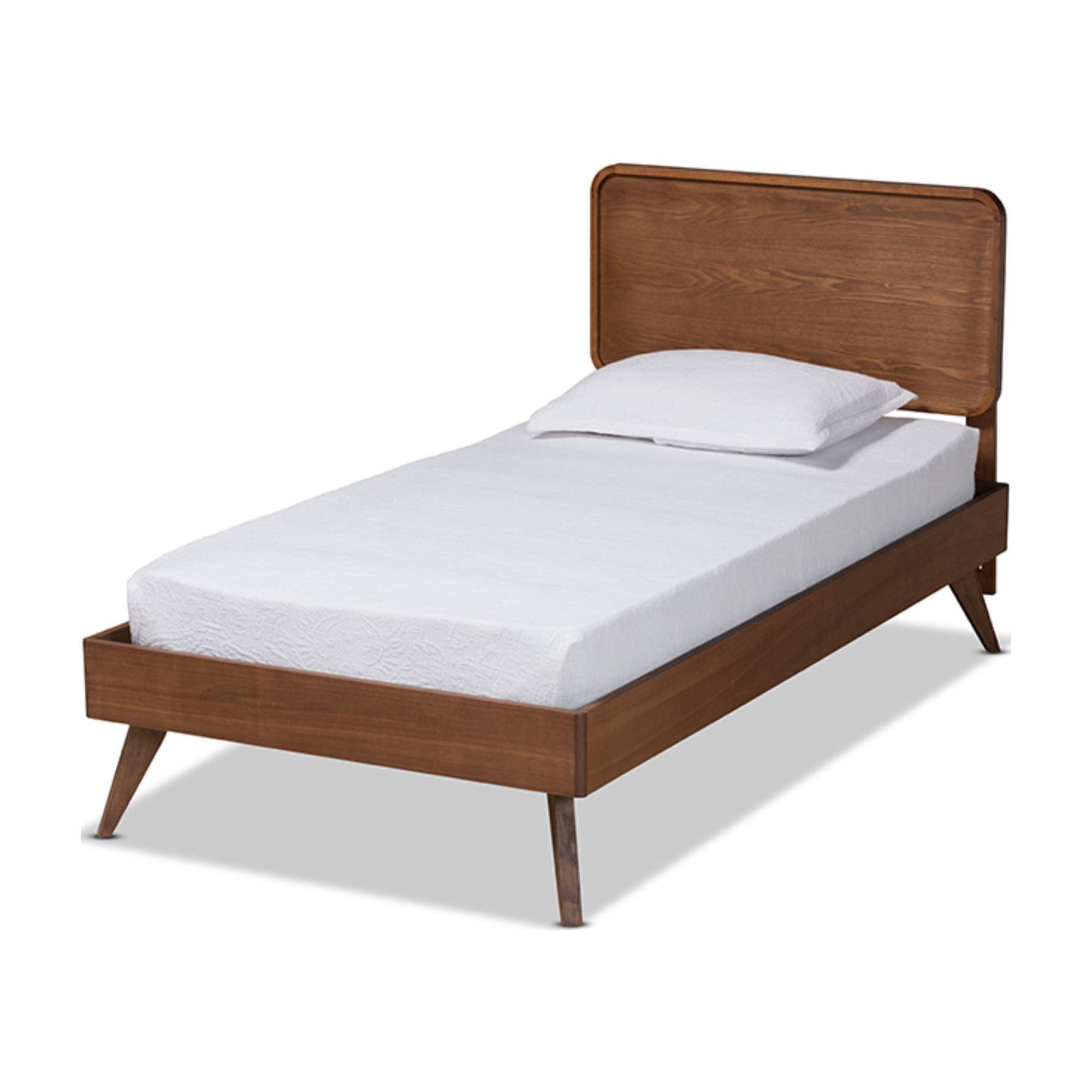 Baxton Studio Leola Walnut Brown Finished Wood Twin Size Platform Bed