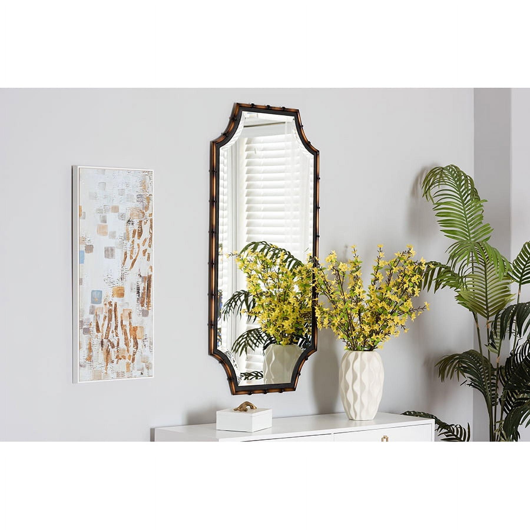Baxton Studio Lieven Rustic Glam and Luxe Two-Tone Light Brown and Black Finished Metal Accent Wall Mirror