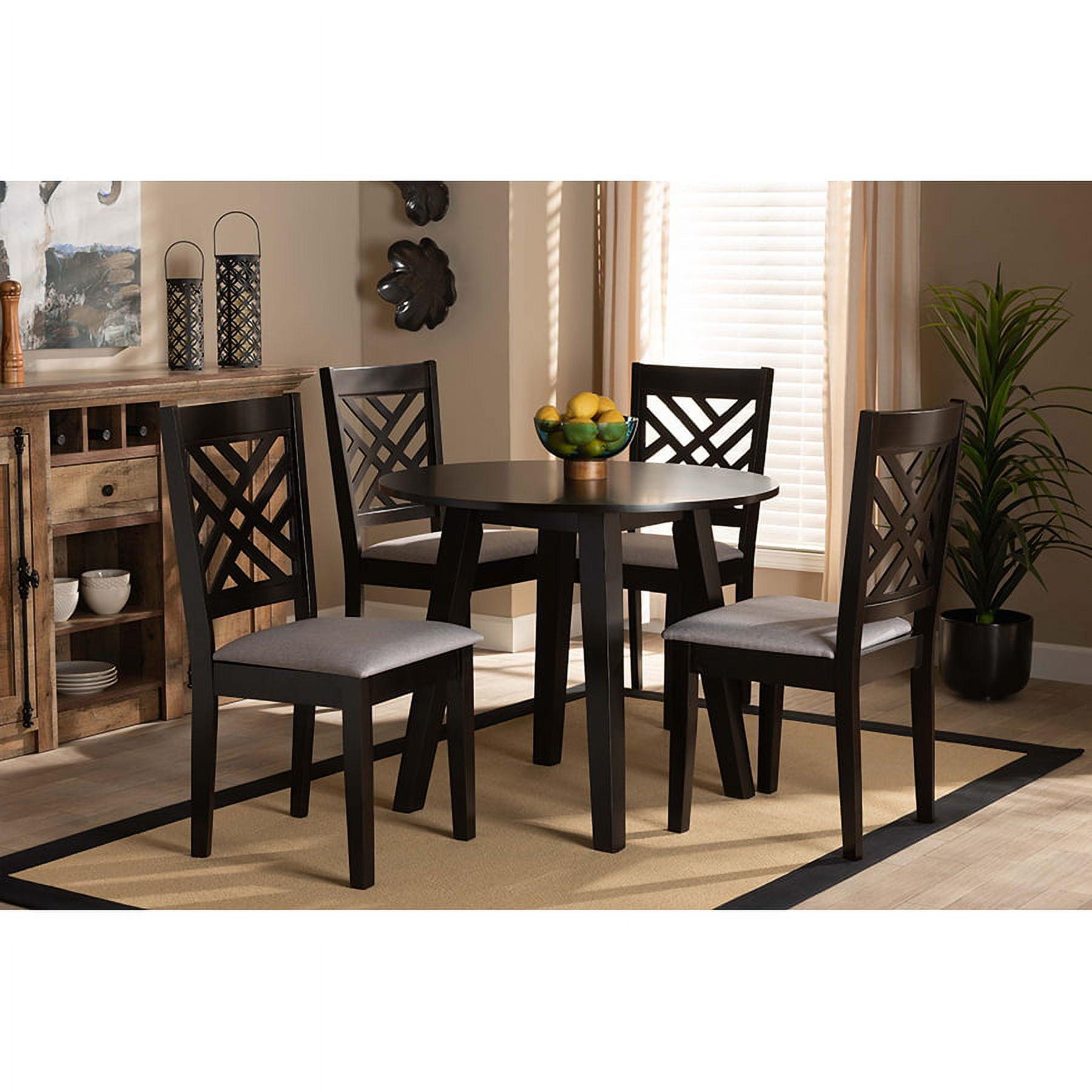 Lilly 36" Dark Brown and Grey Wood 5-Piece Dining Set