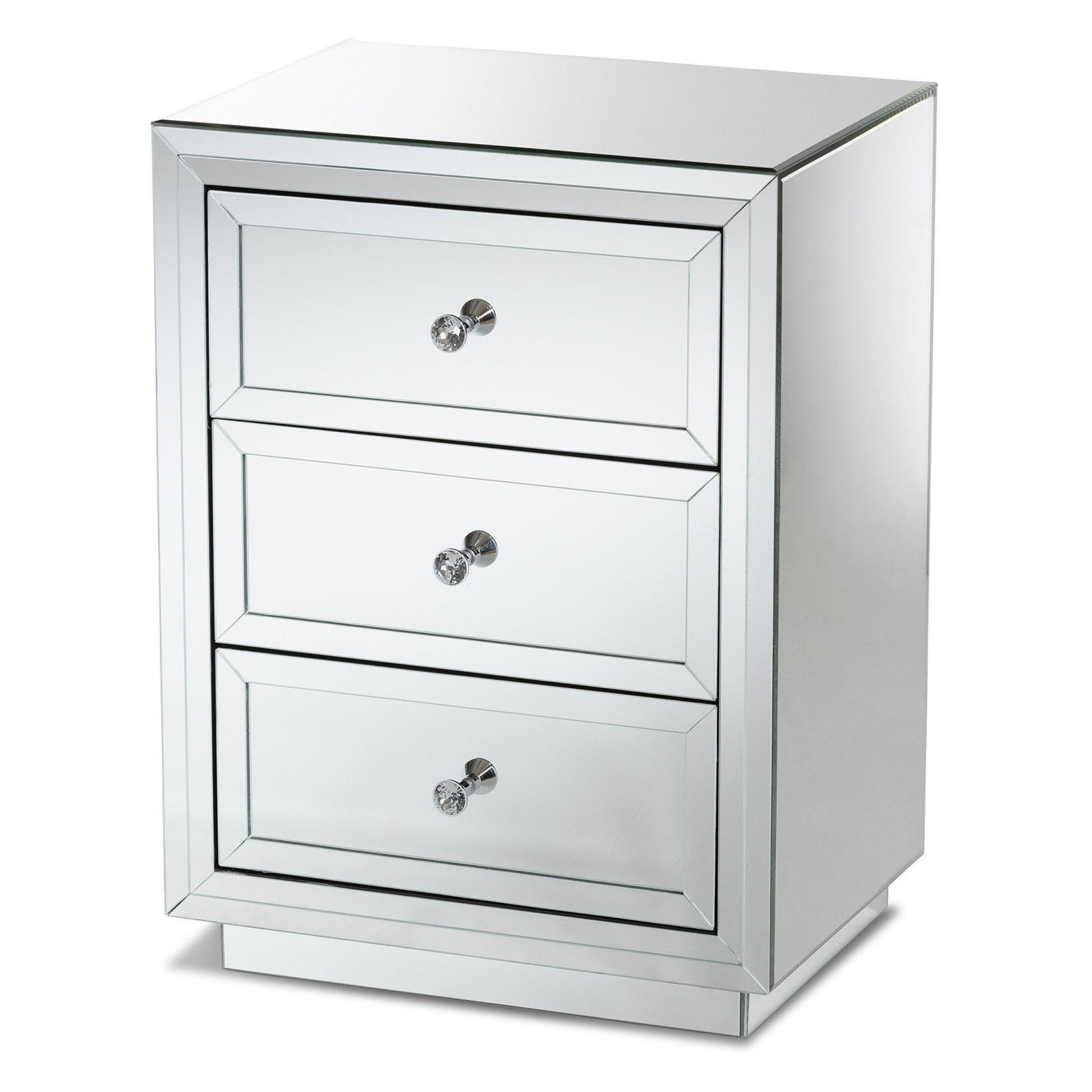 Lina Silver Mirrored 3-Drawer End Table