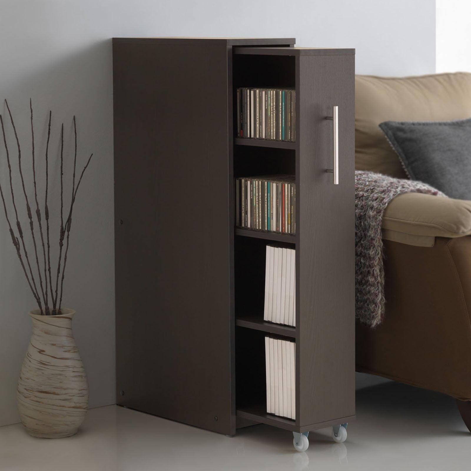 Lindo Dark Brown Engineered Wood Bookcase with Hidden Shelving