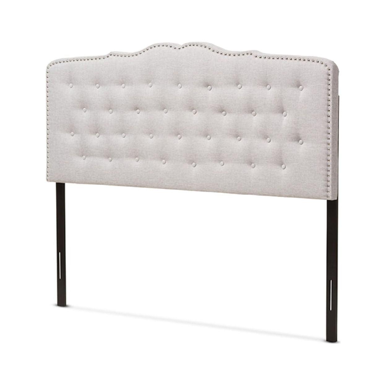 Full Size Grayish Beige Tufted Leather Upholstered Headboard