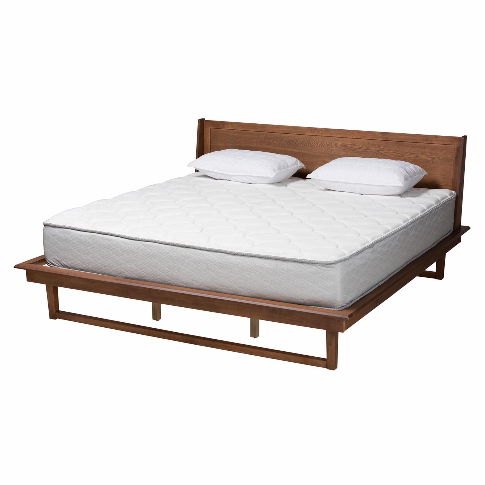 Macayle Walnut Wood Queen Platform Bed with Headboard