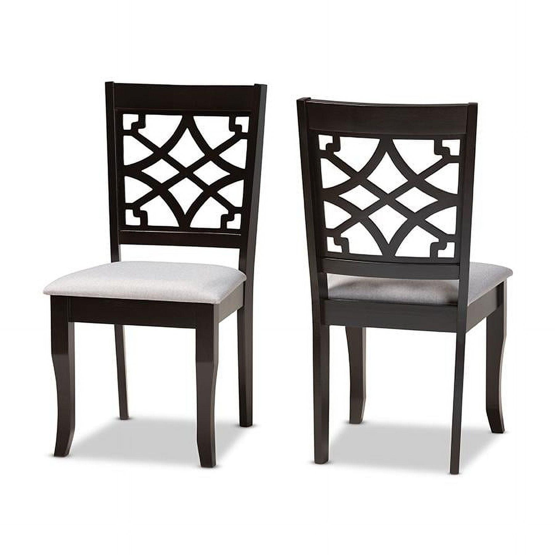 Set of 2 Mael Dining Chair Gray/Dark Brown - Baxton Studio: Elegant Cut-Out Back, Foam-Padded, Saber Legs