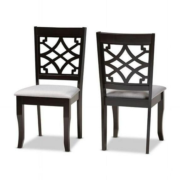 Set of 2 Mael Dining Chair Gray/Dark Brown - Baxton Studio: Elegant Cut-Out Back, Foam-Padded, Saber Legs