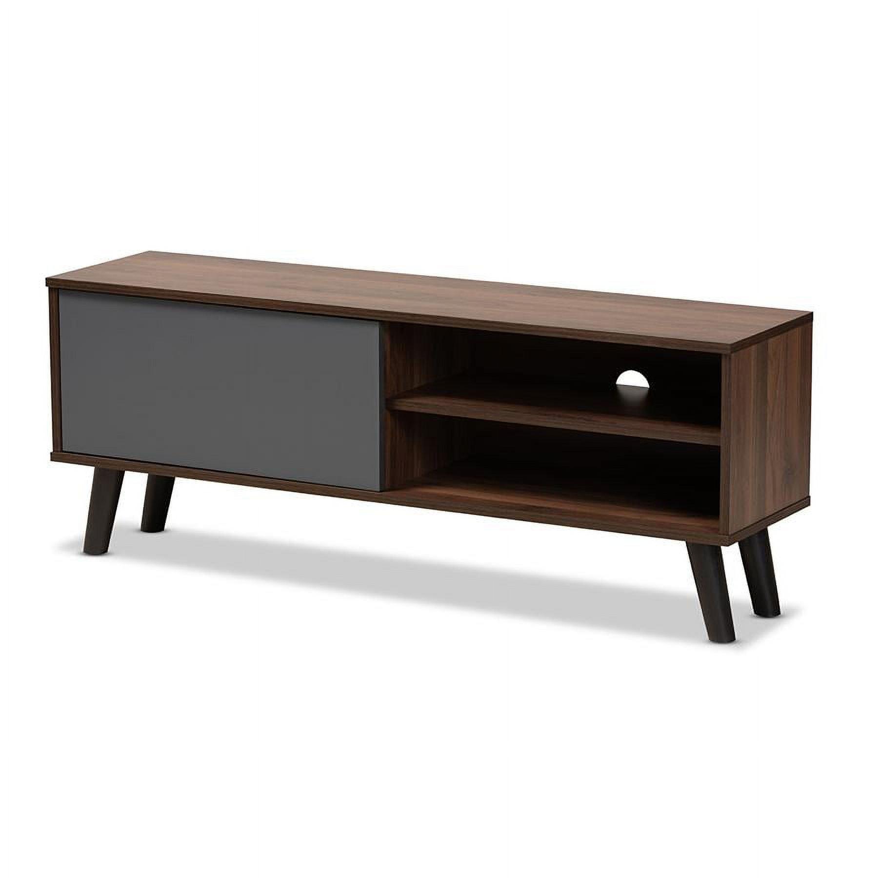 Mallory Two-Tone Walnut Brown and Gray Wood TV Stand