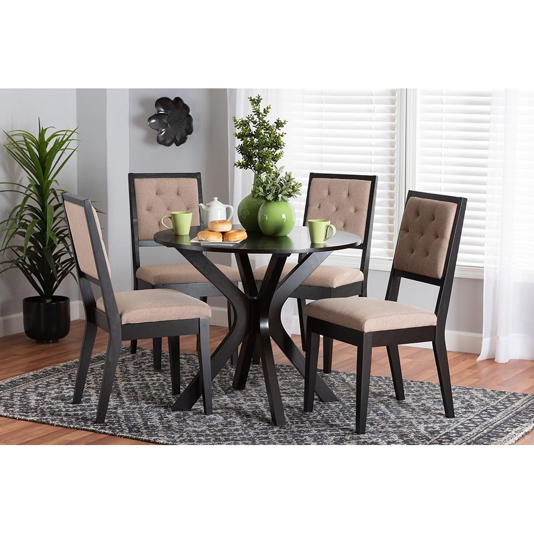 Baxton Studio Mana Modern Sand Fabric and Dark Brown Finished Wood 5-Piece Dining Set