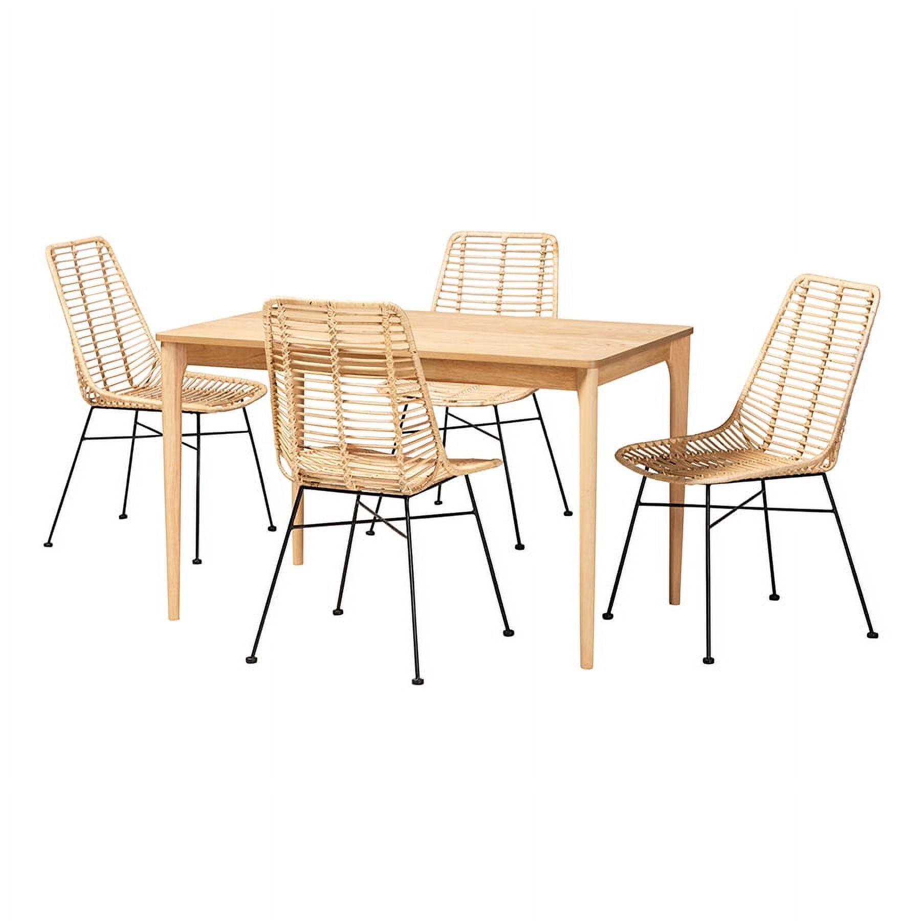 Manhattan Natural Oak and Rattan 5-Piece Dining Set