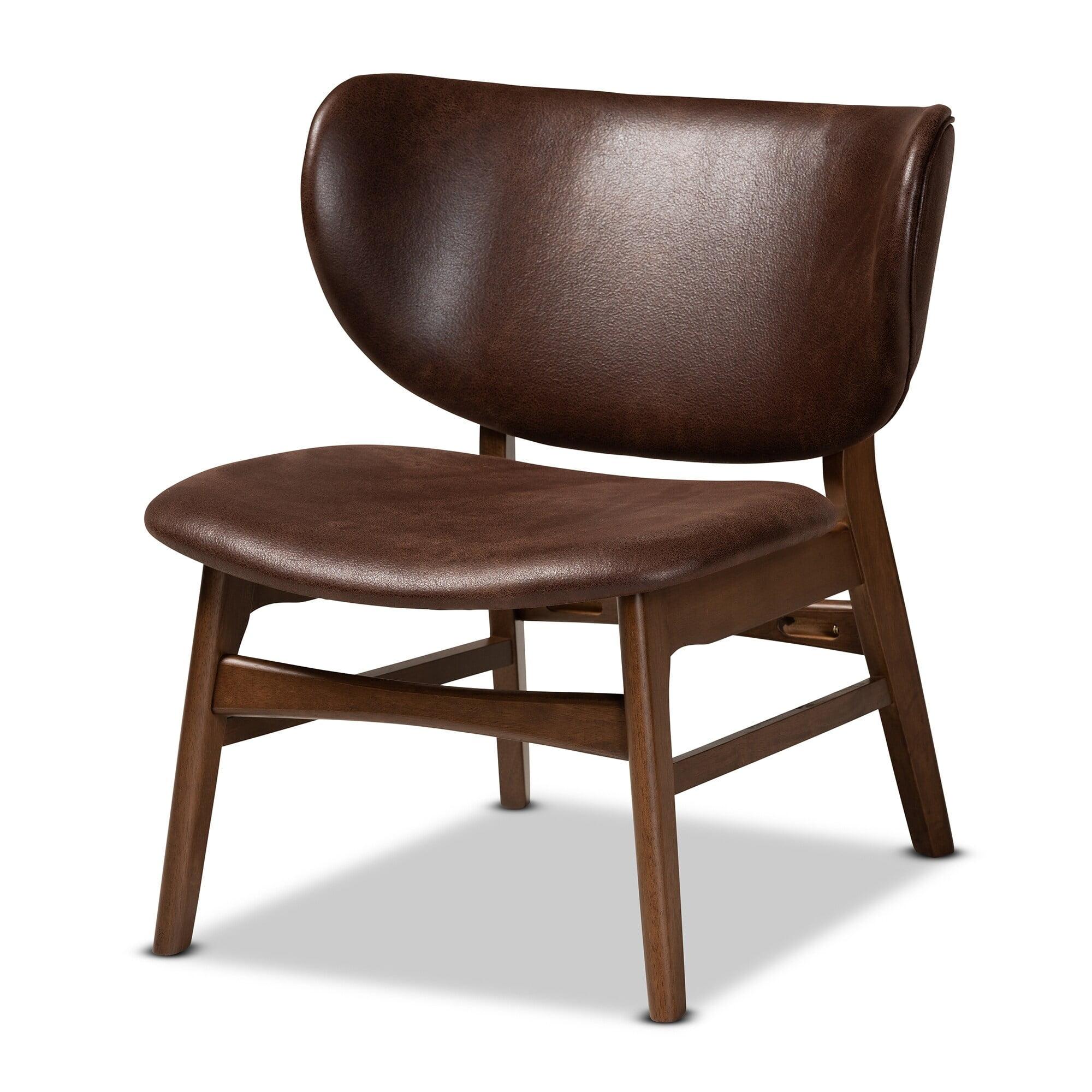 Marcos Mid-Century Dark Brown Faux Leather Accent Chair