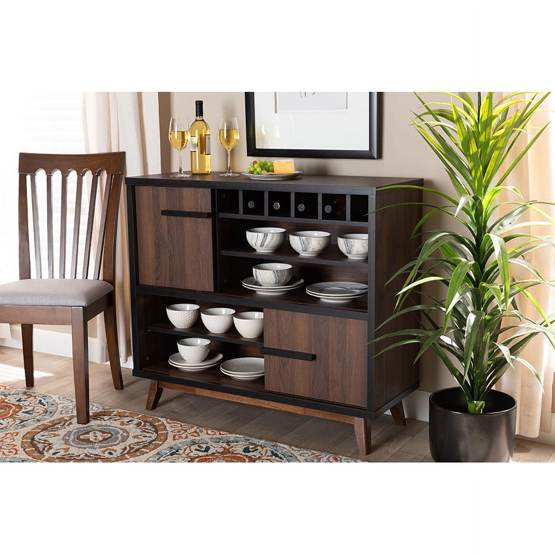 Margo Two-Tone Finished Wood Wine Storage Cabinet Walnut/Black - Baxton Studio