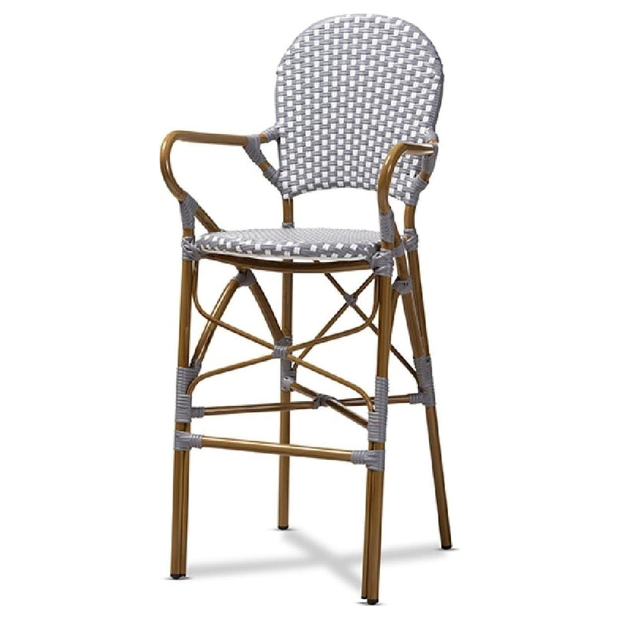 Classic French Bistro-Inspired Stackable Bar Stool in Grey and White