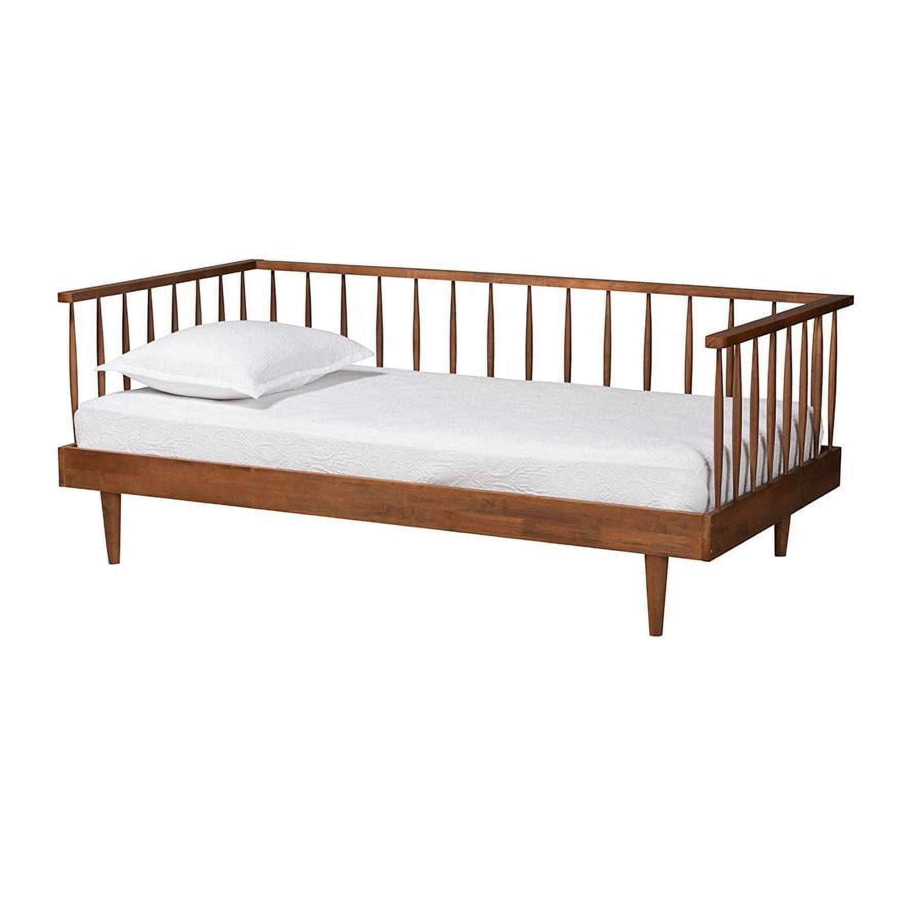 Mid-Century Modern Walnut Wood Twin Daybed with Spindle Design